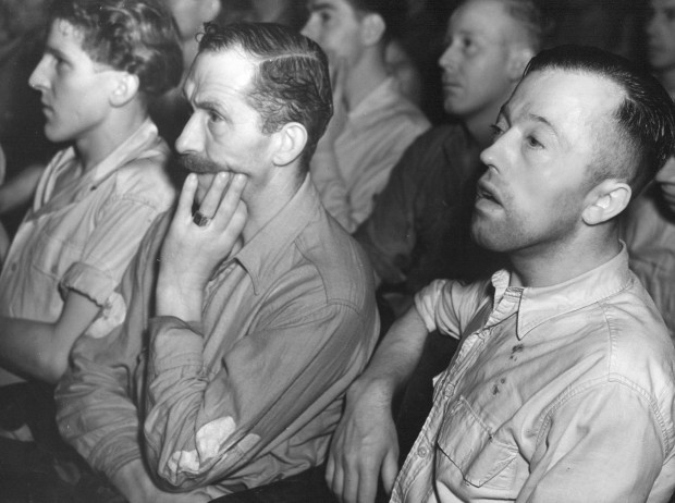 German POWs watch film of Nazi atrocities